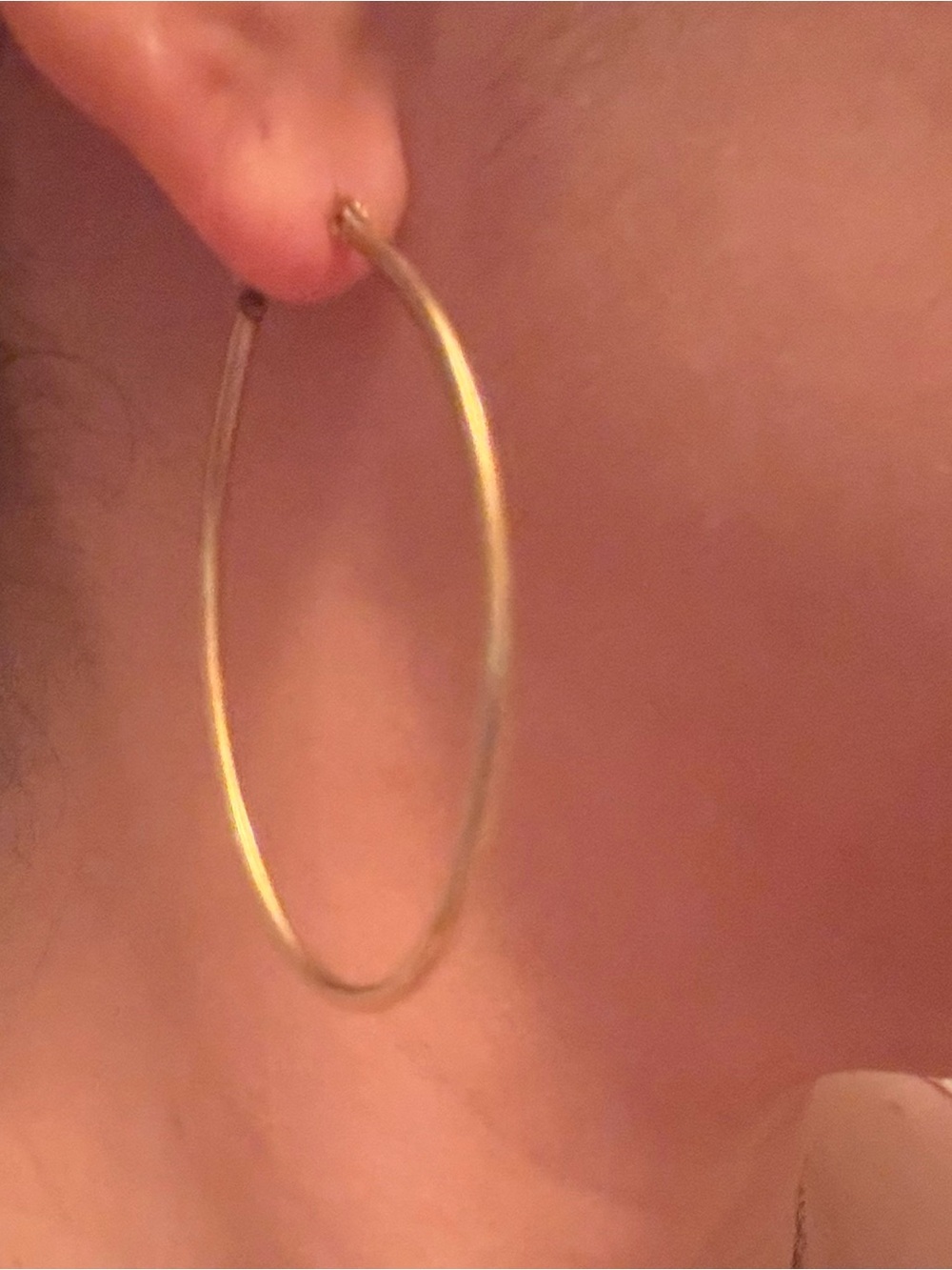 Gold Oval Hoop Earrings - Picture 2 of 2